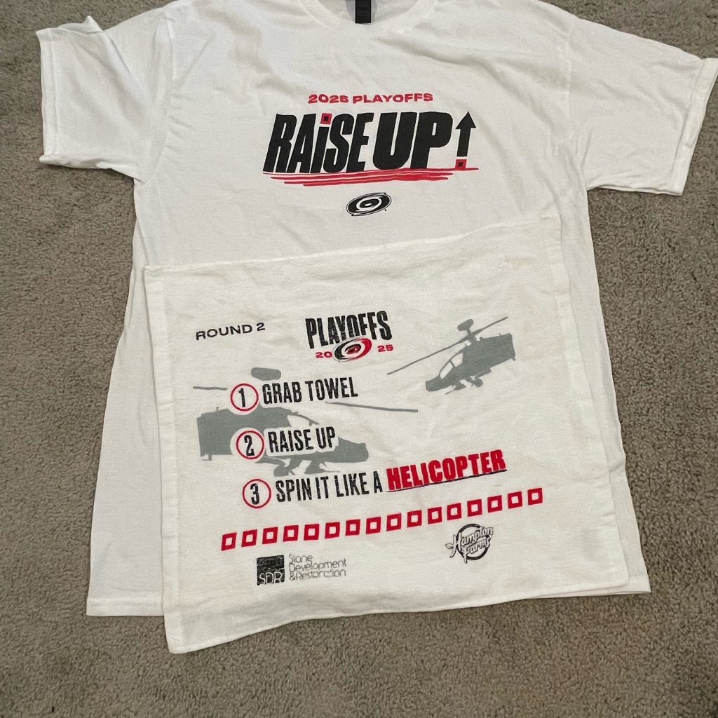 2025 Hurricanes Hockey White Playoffs TShirt And Towel Set 2025 Hurricanes Hockey White Playoffs TShirt And Towel Set